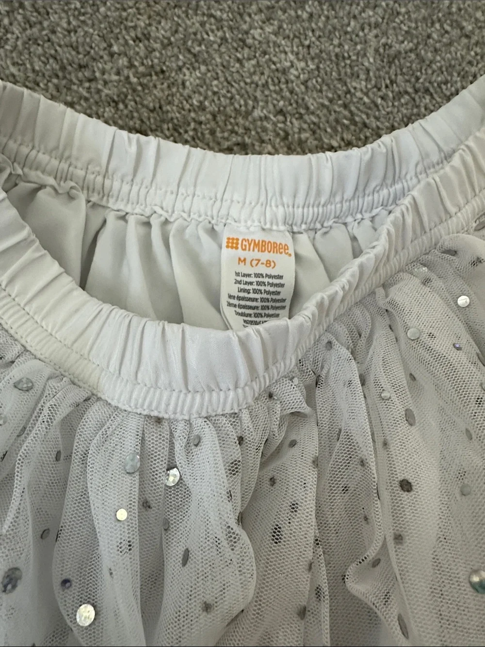 Gymboree White Tulle Skirt with Silver Sequin Accents